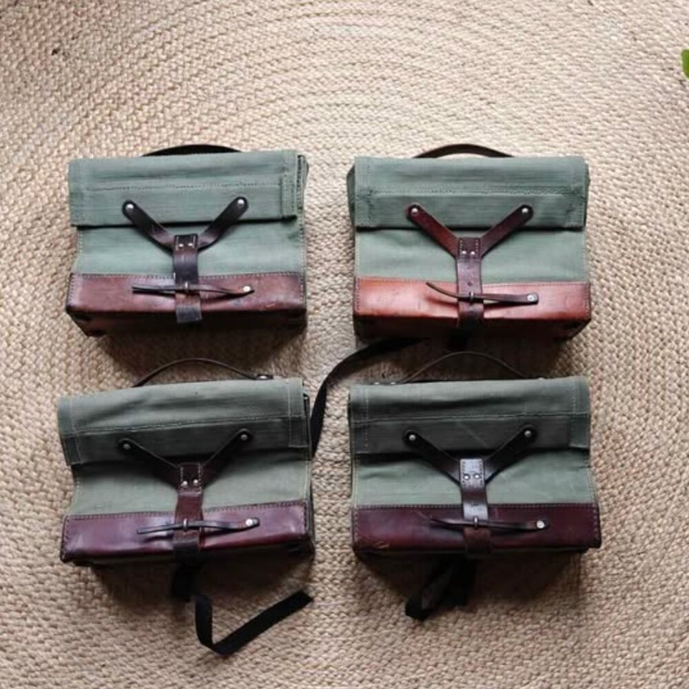 Vintage 1950s and 1960s Swiss Army Pannier Bike Bags - Picture 2 of 10
